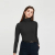 Women Black Solid Turtle Neck T-shirt