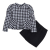 Hopscotch Girls Polyester Houndstooth Print Blouse And Skirt Set in Black Color