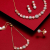 Gold Plated Red & White Diamond Necklace With Earring Jewellery Set For Women